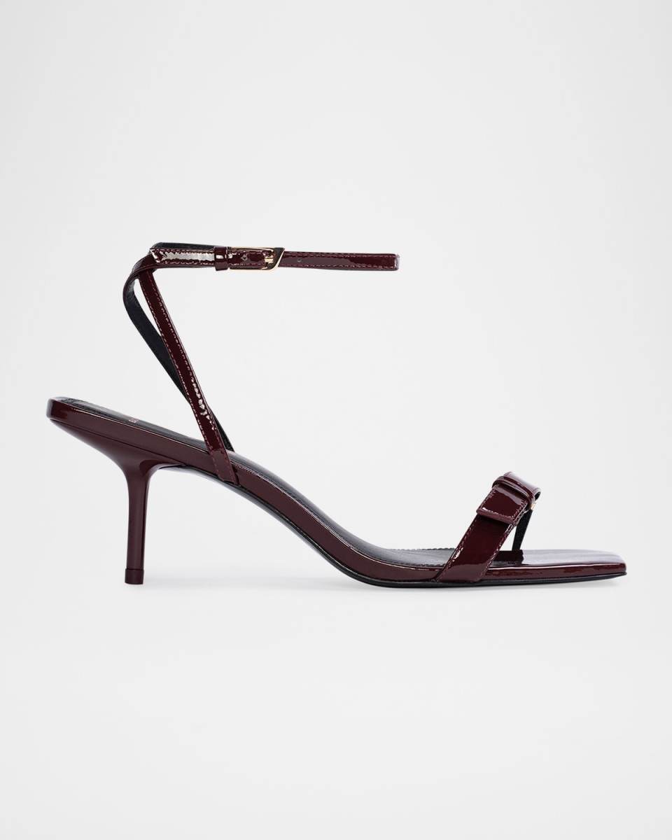 Patent Buckle Kitten Ankle-Strap Sandals